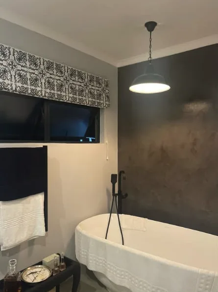 Pendant lighting in a finished bathroom